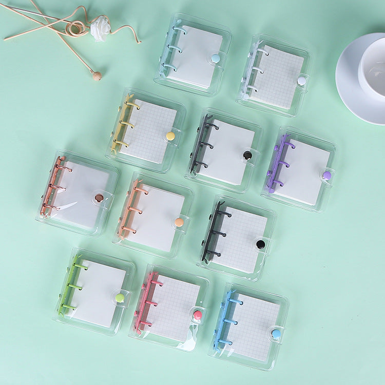 Transparent PVC loose-leaf notebook with printed logo, metal mini loose-leaf coil notebook, customizable case