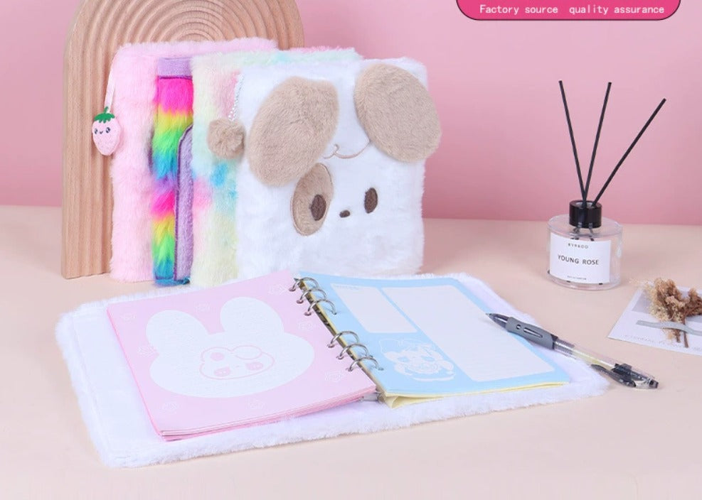 Customized student notebooks, creative and cute plush notebooks, cartoon and anime themed notebooks, wholesale.