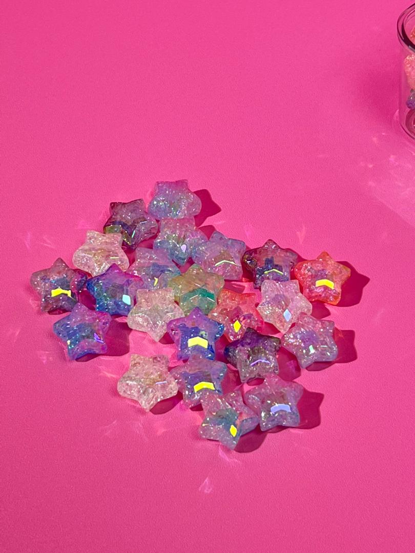 【E02】💝Two-tone gradient five-pointed star shaped beads with diagonal holes（21mm）