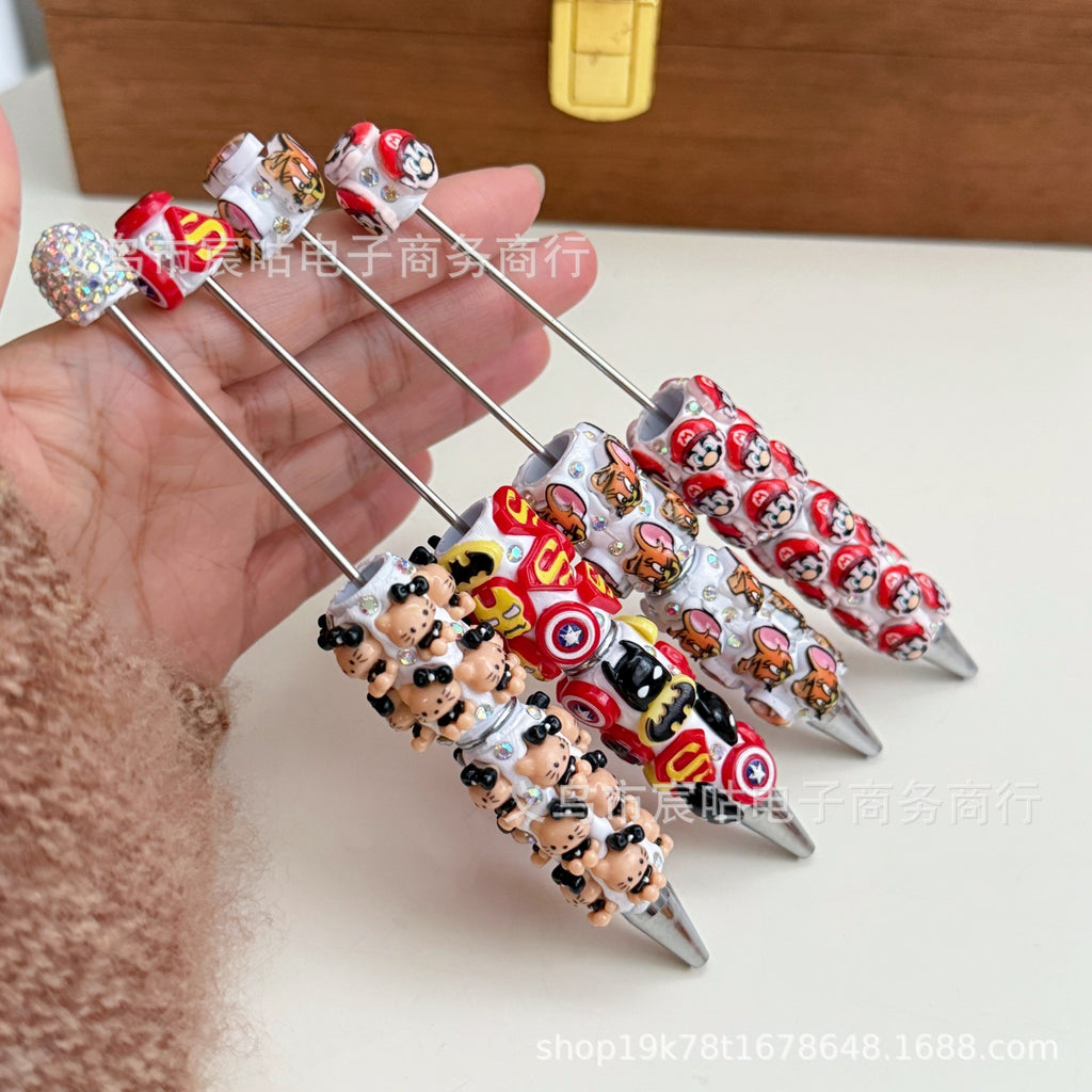 Wholesale Cartoon-Themed DIY Beaded Pens — Intricately Handcrafted, Fully Rhinestone-Embellished Ballpoint Pens