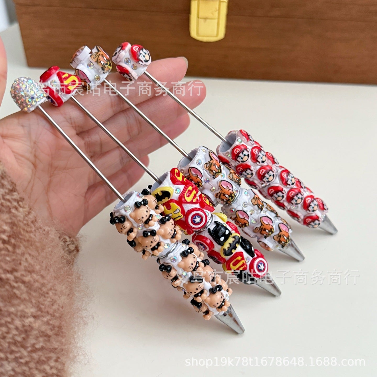 Wholesale Cartoon-Themed DIY Beaded Pens — Intricately Handcrafted, Fully Rhinestone-Embellished Ballpoint Pens