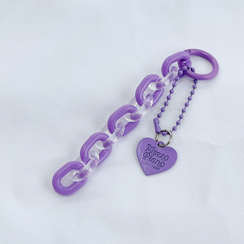 DIY Heart-Shaped Chain Keychain Accessory, Fresh and Colorful Open Chain Earphone Cover Backpack Decoration