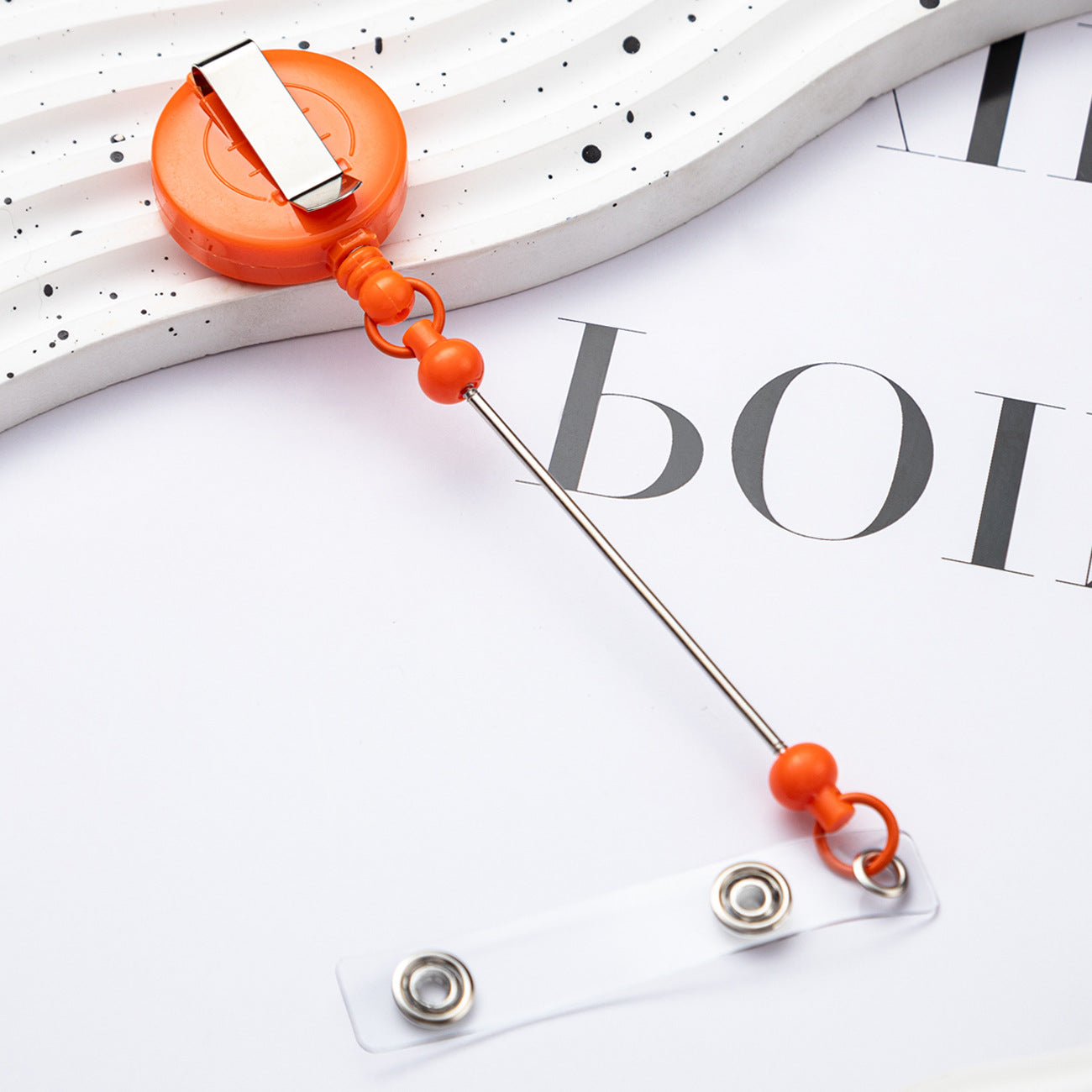 Retractable Badge Reel with Card Holder — DIY Beaded Keychain Accessory, Ideal for Nurses' ID Badges and Credentials