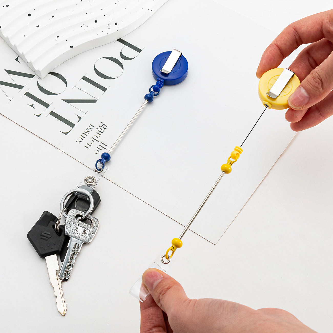 Retractable Badge Reel with Card Holder — DIY Beaded Keychain Accessory, Ideal for Nurses' ID Badges and Credentials