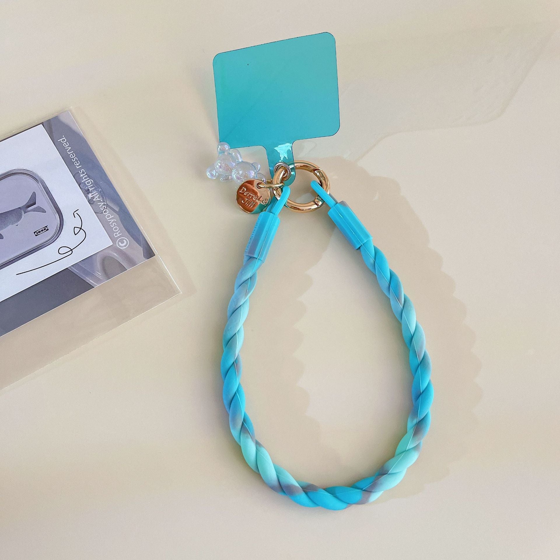 Macaron-Colored Silicone Phone Lanyard — Glow-in-the-Dark Bear Charm, Detachable Wrist Strap & Anti-Loss Phone Chain