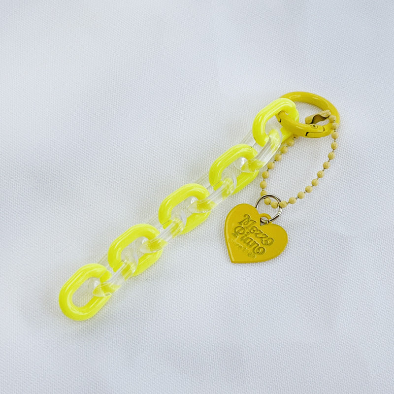 DIY Heart-Shaped Chain Keychain Accessory, Fresh and Colorful Open Chain Earphone Cover Backpack Decoration