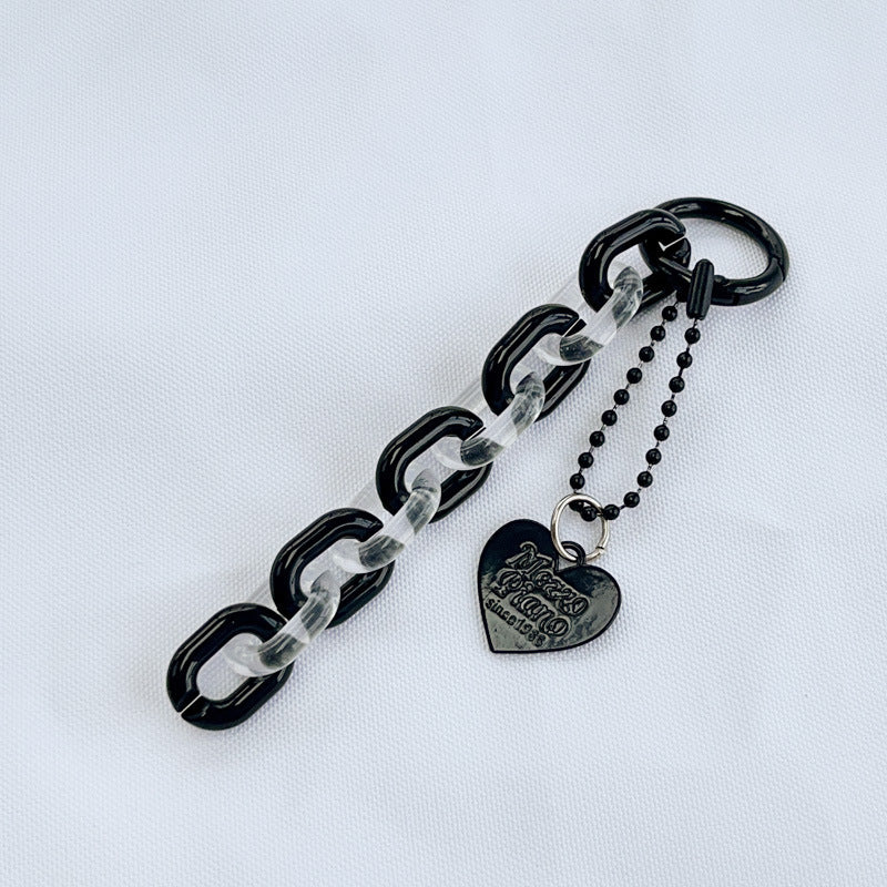 DIY Heart-Shaped Chain Keychain Accessory, Fresh and Colorful Open Chain Earphone Cover Backpack Decoration