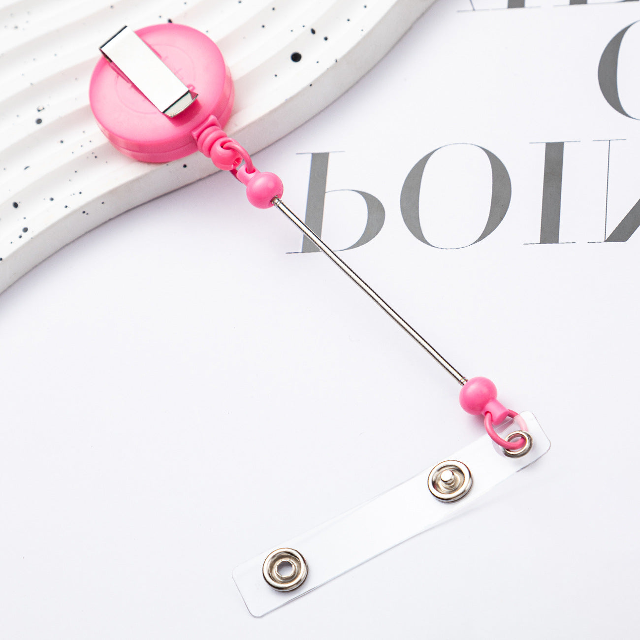 Retractable Badge Reel with Card Holder — DIY Beaded Keychain Accessory, Ideal for Nurses' ID Badges and Credentials