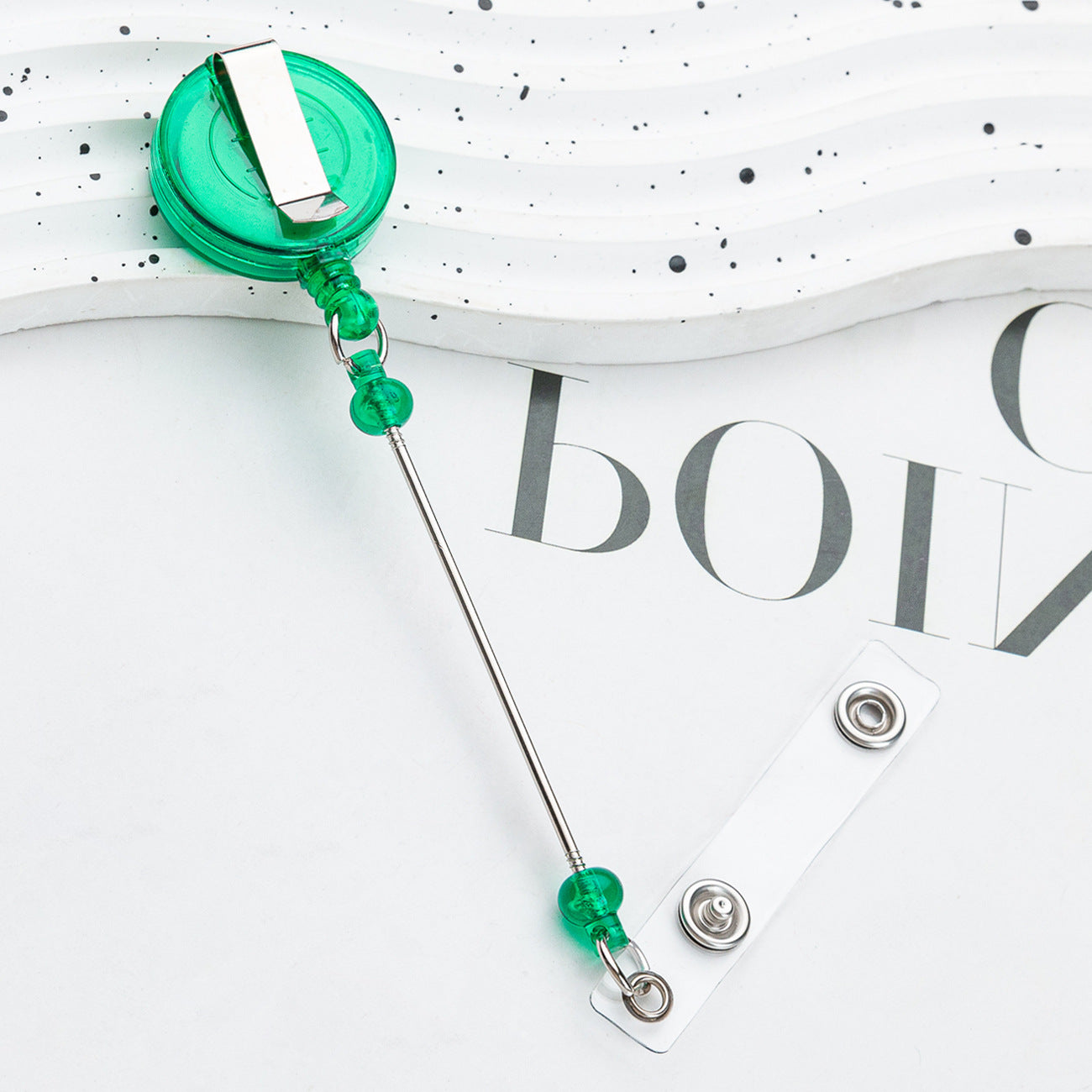 Retractable Badge Reel with Card Holder — DIY Beaded Keychain Accessory, Ideal for Nurses' ID Badges and Credentials
