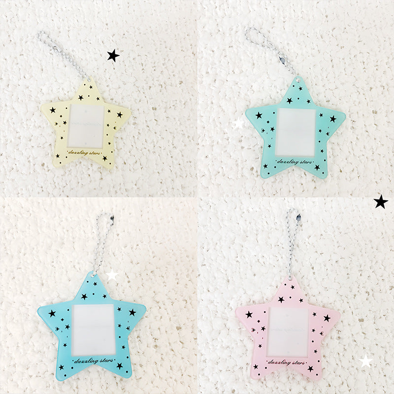 Cute star-shaped 1-inch acrylic card holder for ID photos, idol photo DIY storage pendants, and custom logos.