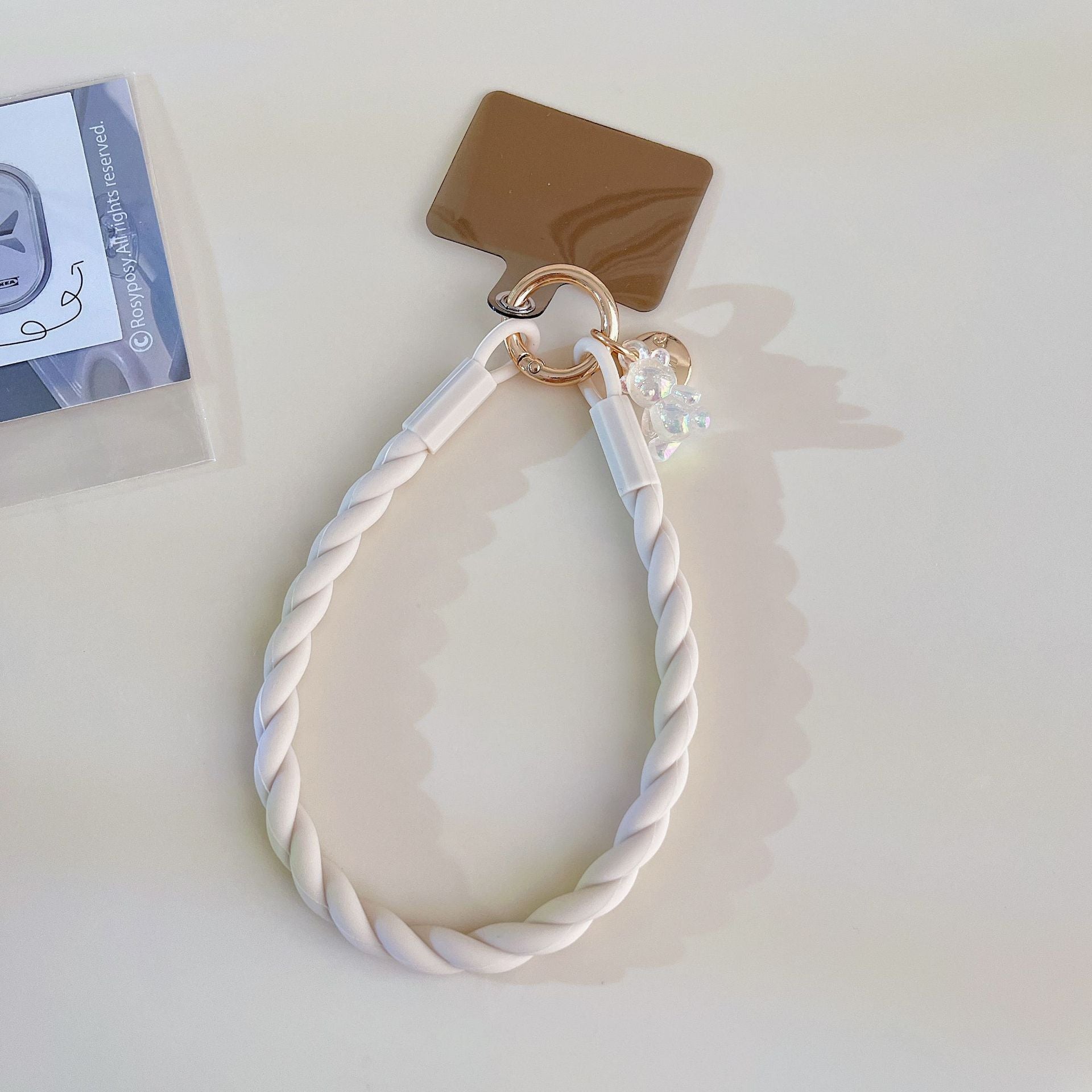 Macaron-Colored Silicone Phone Lanyard — Glow-in-the-Dark Bear Charm, Detachable Wrist Strap & Anti-Loss Phone Chain