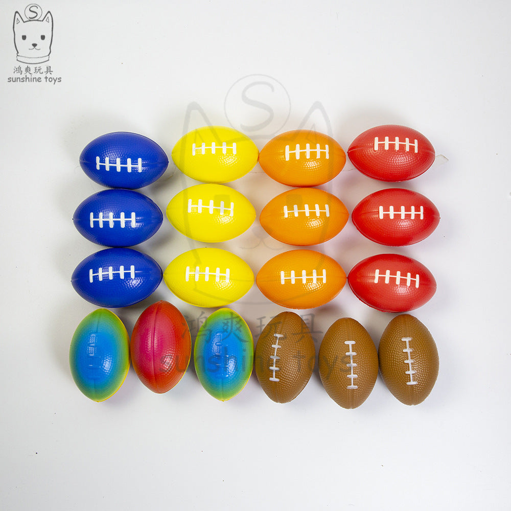 Brown Foam PU Rugby Ball — Children's Stress Relief Toy / Stress Ball with Printed Logo