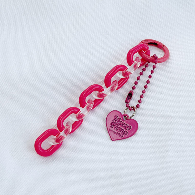 DIY Heart-Shaped Chain Keychain Accessory, Fresh and Colorful Open Chain Earphone Cover Backpack Decoration