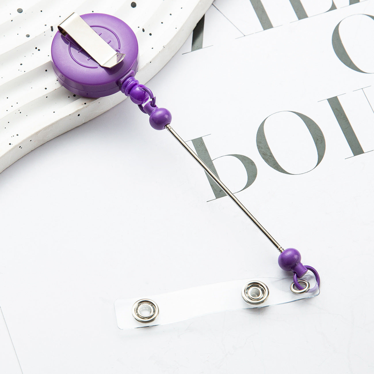 Retractable Badge Reel with Card Holder — DIY Beaded Keychain Accessory, Ideal for Nurses' ID Badges and Credentials