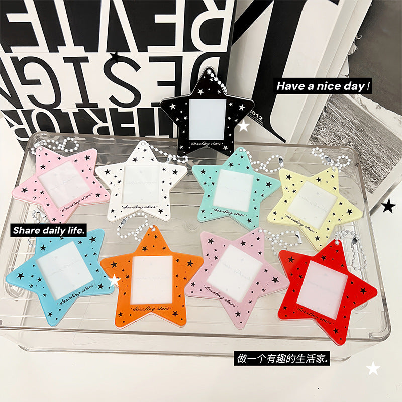 Cute star-shaped 1-inch acrylic card holder for ID photos, idol photo DIY storage pendants, and custom logos.