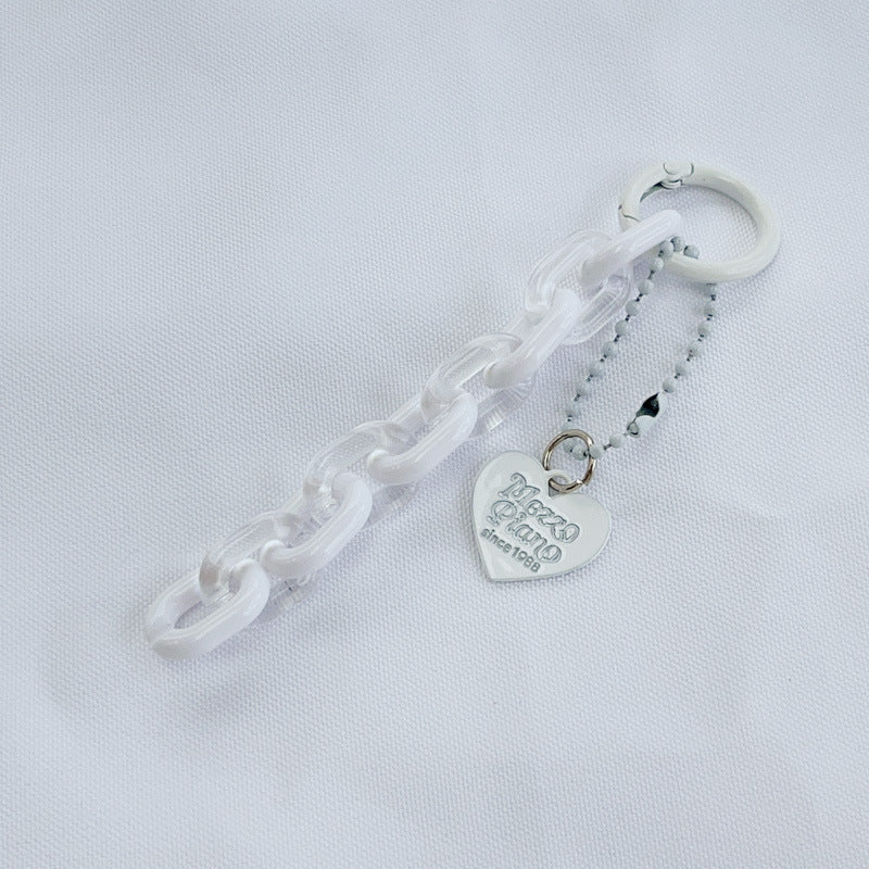 DIY Heart-Shaped Chain Keychain Accessory, Fresh and Colorful Open Chain Earphone Cover Backpack Decoration