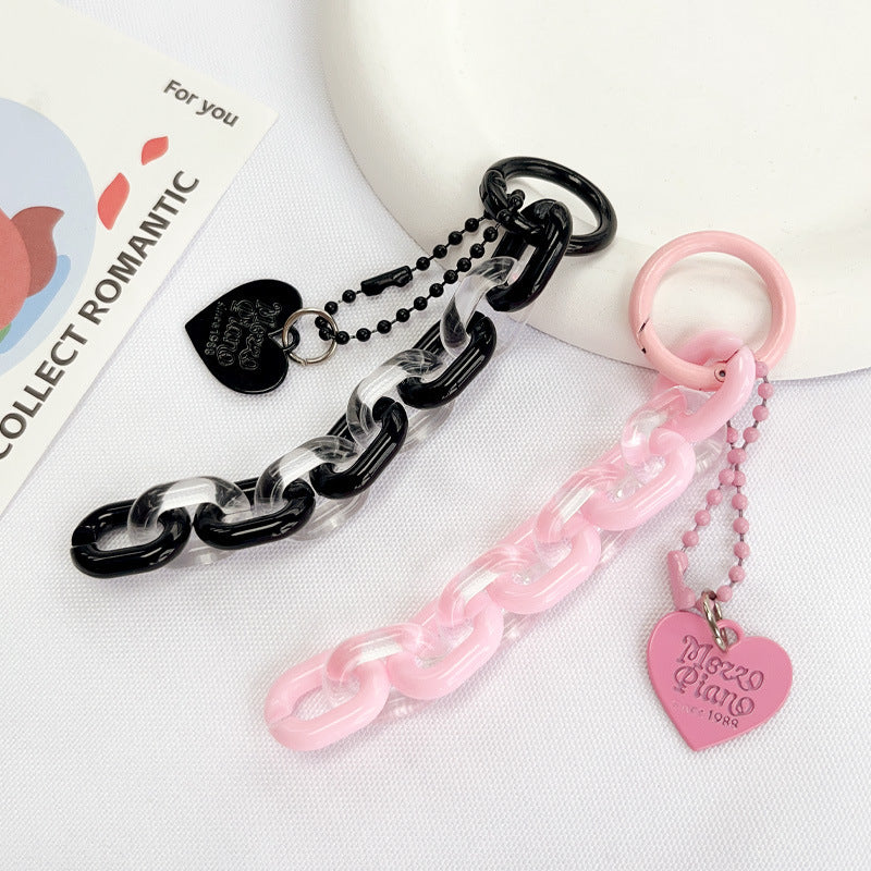 DIY Heart-Shaped Chain Keychain Accessory, Fresh and Colorful Open Chain Earphone Cover Backpack Decoration