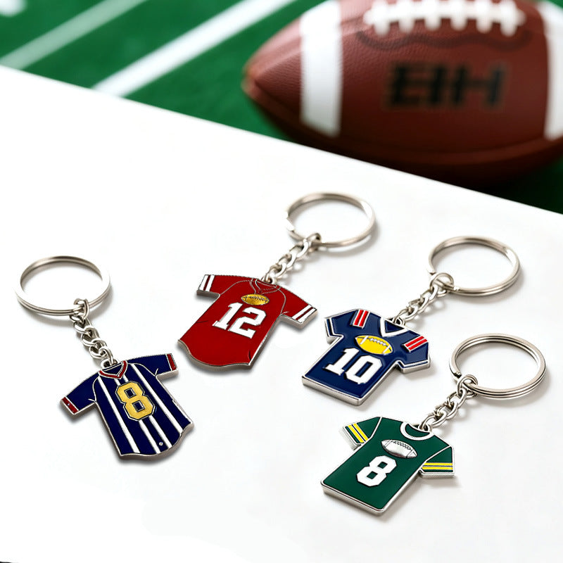 Custom Manufacturer of Metal Keychains and Enamel Pendants for Football Fan Merchandise — Featuring Star Player Jersey Designs
