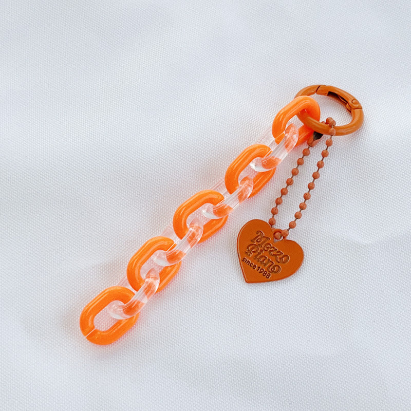 DIY Heart-Shaped Chain Keychain Accessory, Fresh and Colorful Open Chain Earphone Cover Backpack Decoration