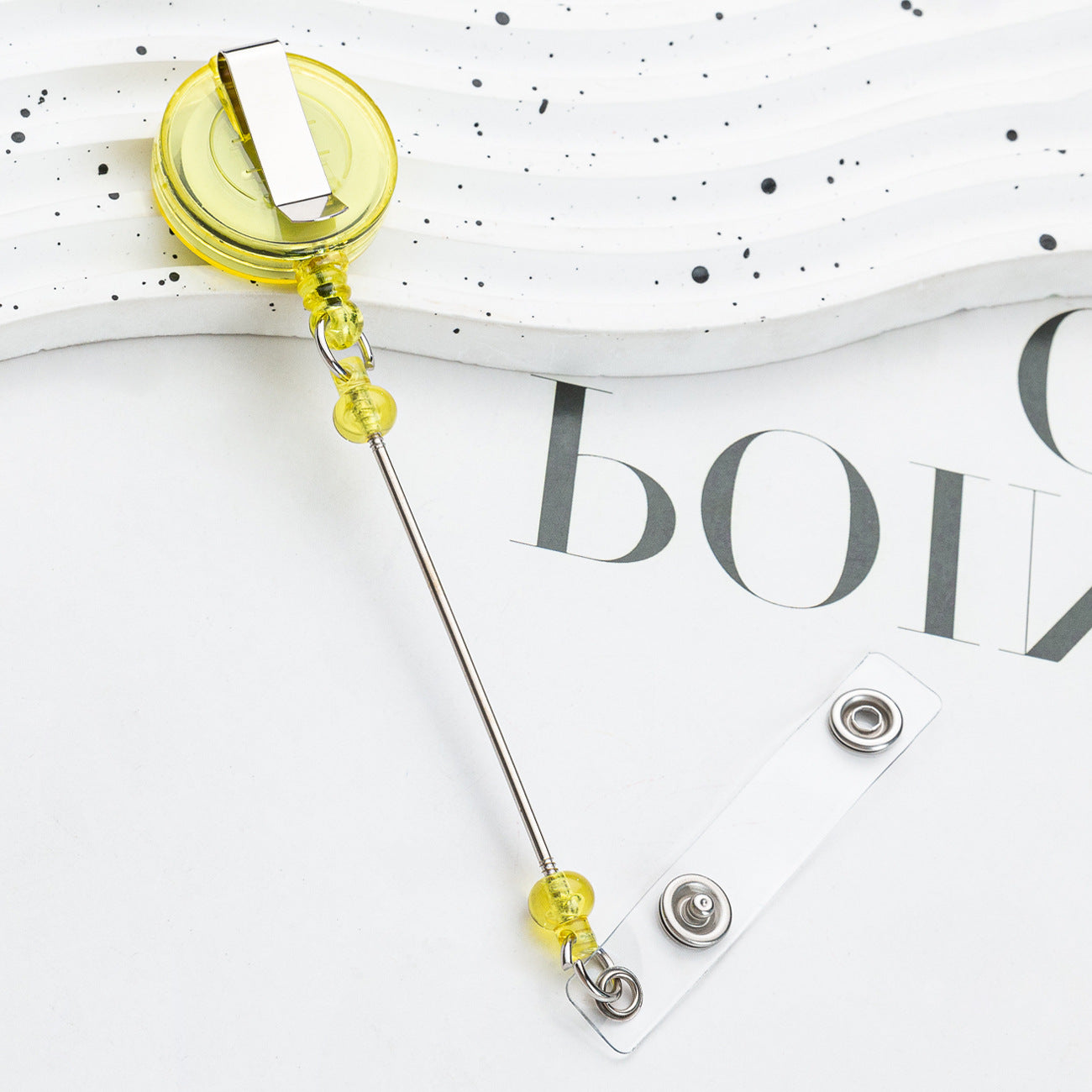 Retractable Badge Reel with Card Holder — DIY Beaded Keychain Accessory, Ideal for Nurses' ID Badges and Credentials