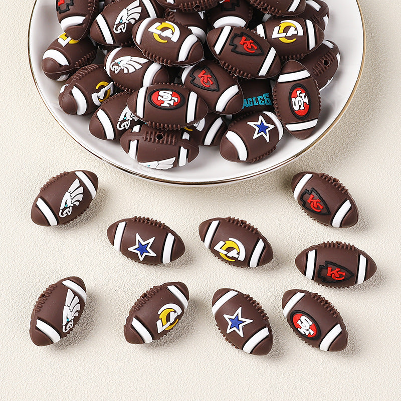 NFL Football 3D Silicone Beads – DIY Silicone Jewelry, Resin-Style Beads, Beading Accessories, American Football Loose Beads