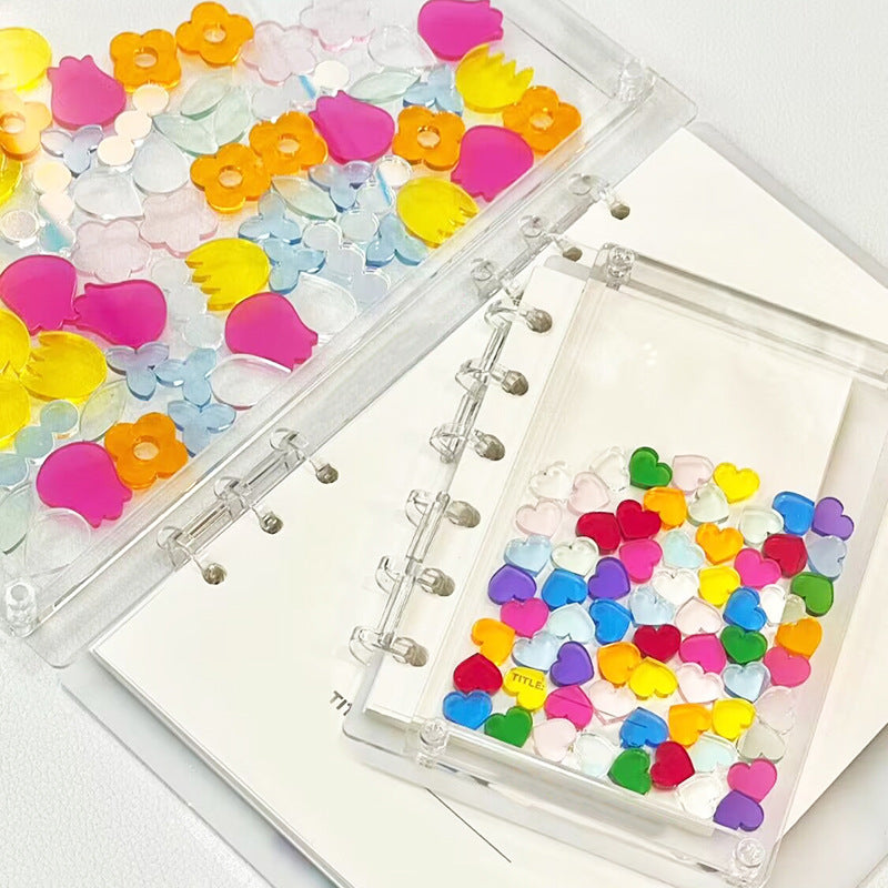 Transparent, DIY notebook, creative stationery, A5 notebook, 6-hole acrylic quicksand loose-leaf notebook