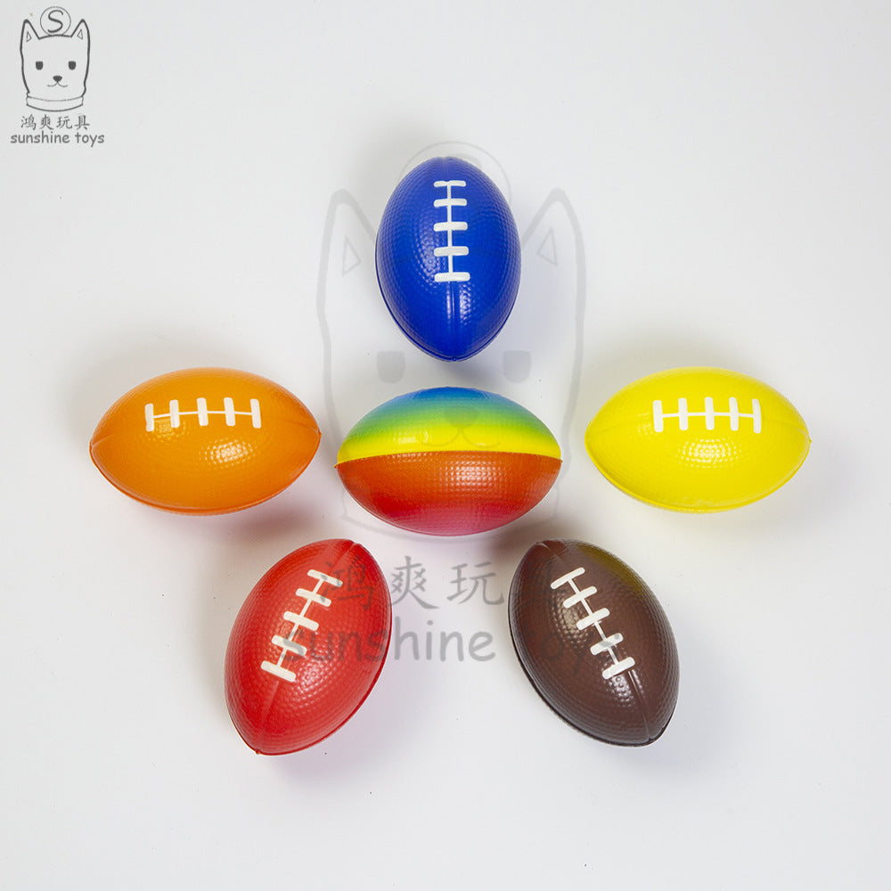 Brown Foam PU Rugby Ball — Children's Stress Relief Toy / Stress Ball with Printed Logo