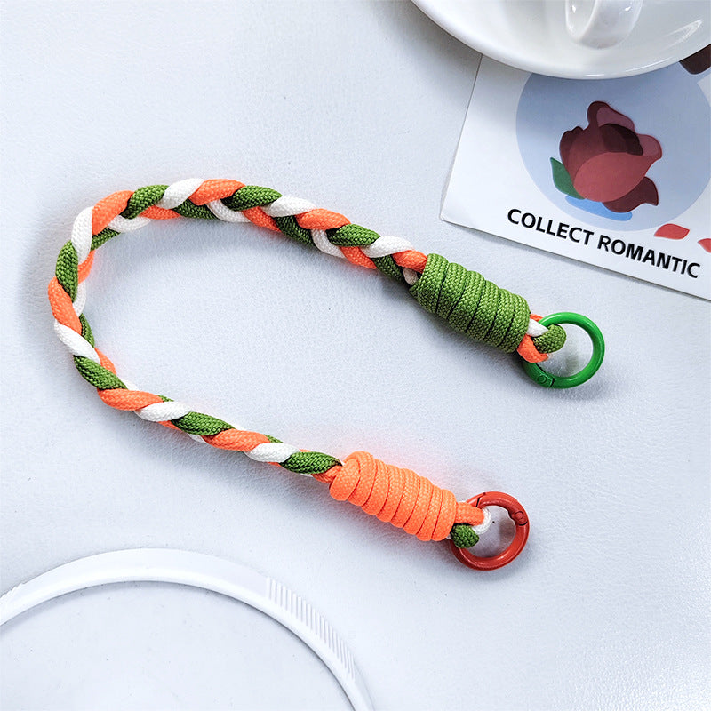 Dopamine-enhanced colored braided three-strand cable short rope, suitable for mobile phones, water bottles, and keychains.