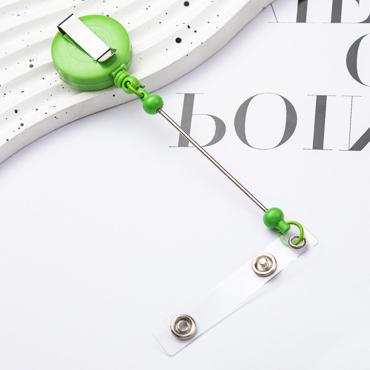 Retractable Badge Reel with Card Holder — DIY Beaded Keychain Accessory, Ideal for Nurses' ID Badges and Credentials