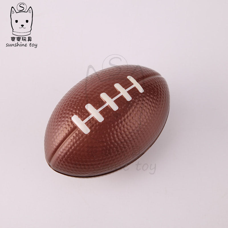 Brown Foam PU Rugby Ball — Children's Stress Relief Toy / Stress Ball with Printed Logo