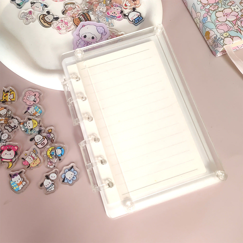 Transparent, DIY notebook, creative stationery, A5 notebook, 6-hole acrylic quicksand loose-leaf notebook