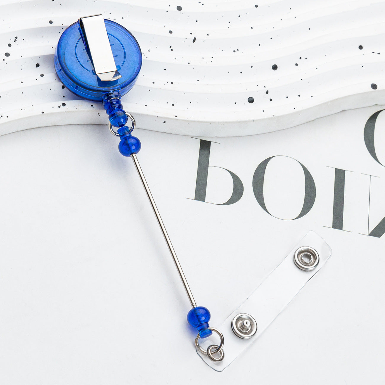 Retractable Badge Reel with Card Holder — DIY Beaded Keychain Accessory, Ideal for Nurses' ID Badges and Credentials