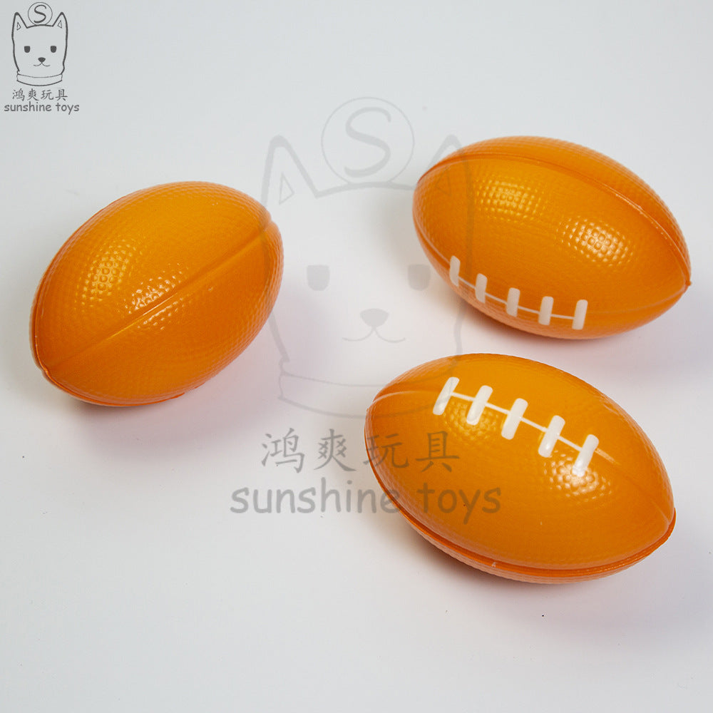 Brown Foam PU Rugby Ball — Children's Stress Relief Toy / Stress Ball with Printed Logo