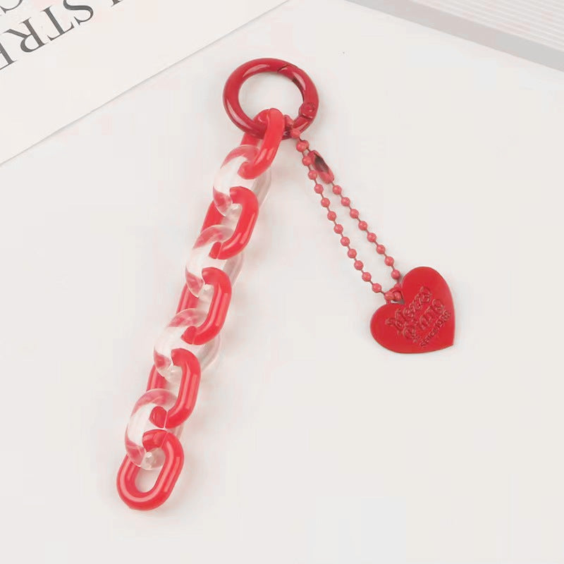 DIY Heart-Shaped Chain Keychain Accessory, Fresh and Colorful Open Chain Earphone Cover Backpack Decoration