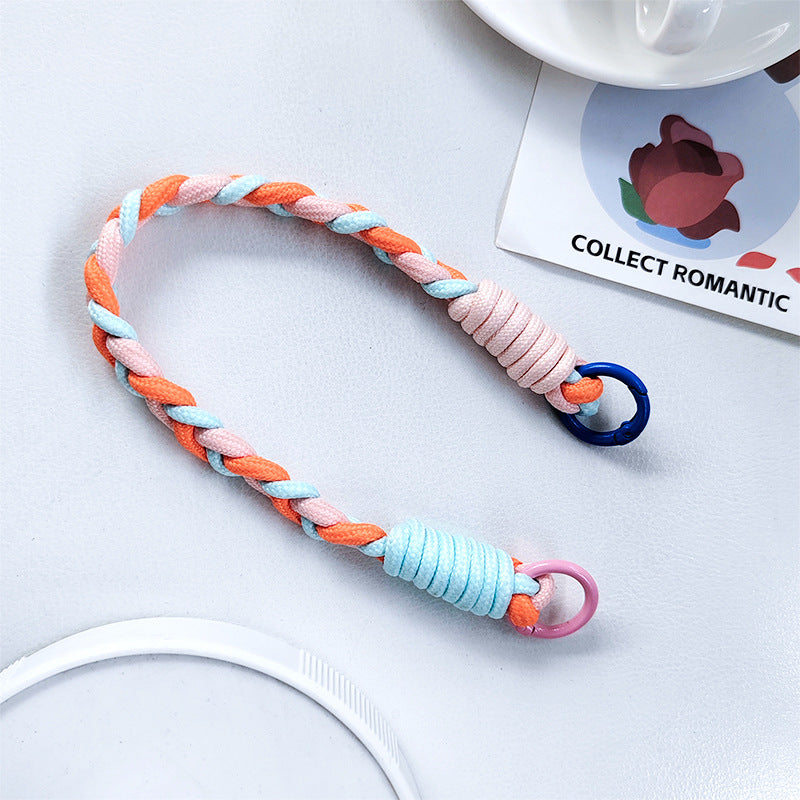 Dopamine-enhanced colored braided three-strand cable short rope, suitable for mobile phones, water bottles, and keychains.