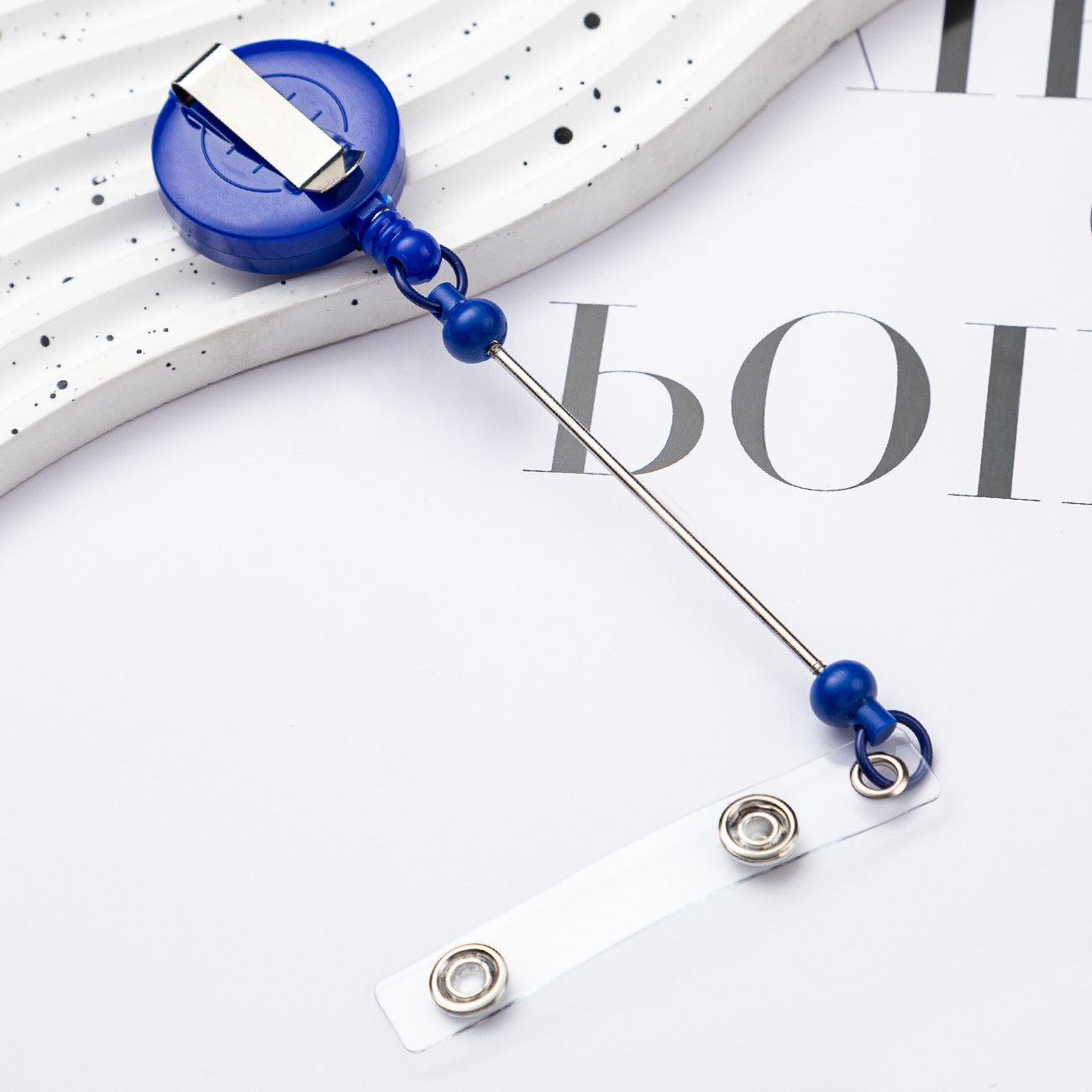 Retractable Badge Reel with Card Holder — DIY Beaded Keychain Accessory, Ideal for Nurses' ID Badges and Credentials