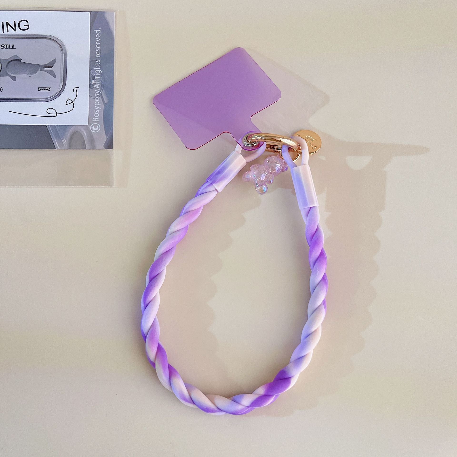 Macaron-Colored Silicone Phone Lanyard — Glow-in-the-Dark Bear Charm, Detachable Wrist Strap & Anti-Loss Phone Chain