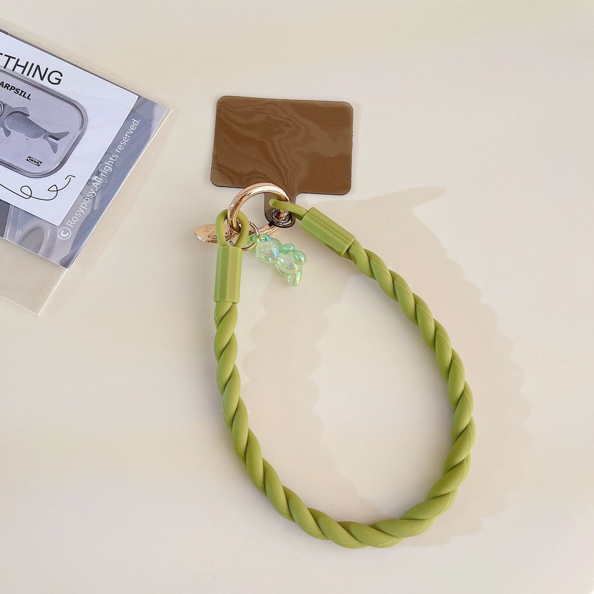 Macaron-Colored Silicone Phone Lanyard — Glow-in-the-Dark Bear Charm, Detachable Wrist Strap & Anti-Loss Phone Chain