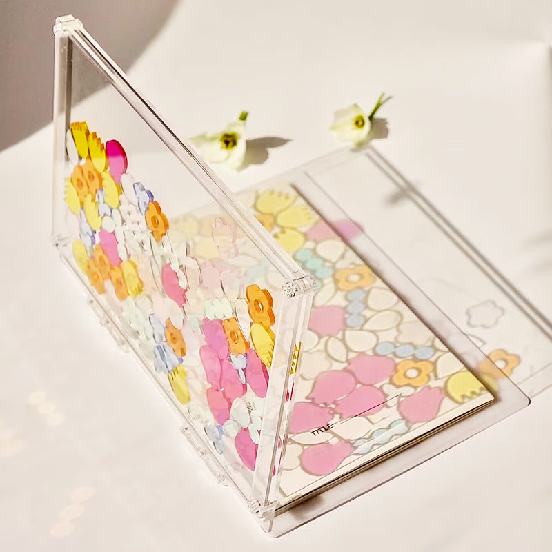 Transparent, DIY notebook, creative stationery, A5 notebook, 6-hole acrylic quicksand loose-leaf notebook