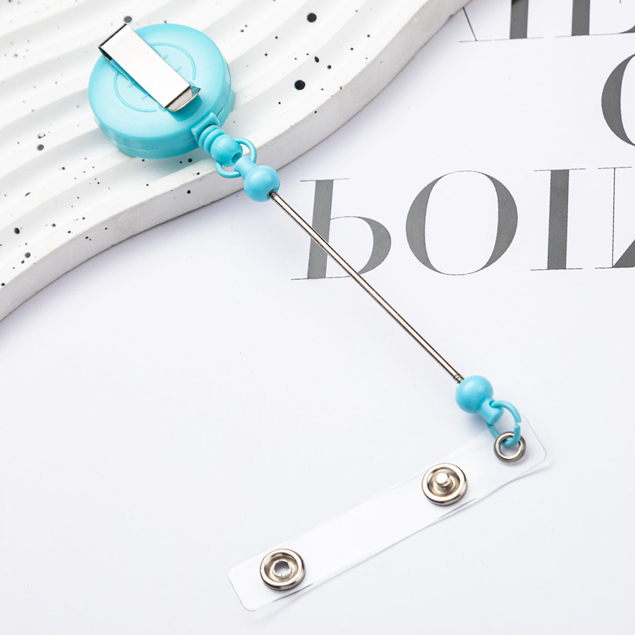 Retractable Badge Reel with Card Holder — DIY Beaded Keychain Accessory, Ideal for Nurses' ID Badges and Credentials