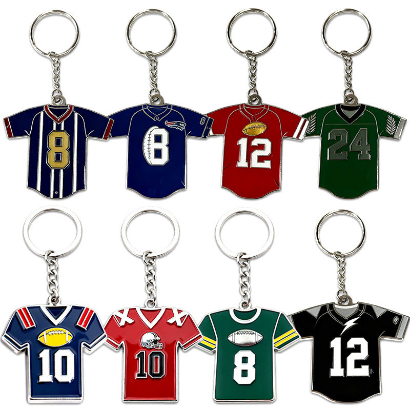 Custom Manufacturer of Metal Keychains and Enamel Pendants for Football Fan Merchandise — Featuring Star Player Jersey Designs