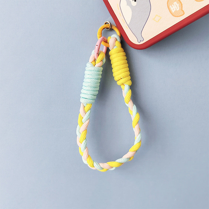 Dopamine-enhanced colored braided three-strand cable short rope, suitable for mobile phones, water bottles, and keychains.