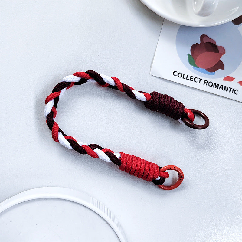 Dopamine-enhanced colored braided three-strand cable short rope, suitable for mobile phones, water bottles, and keychains.