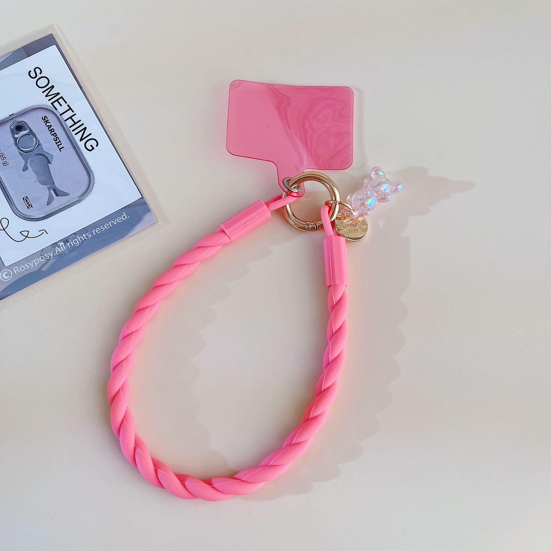 Macaron-Colored Silicone Phone Lanyard — Glow-in-the-Dark Bear Charm, Detachable Wrist Strap & Anti-Loss Phone Chain