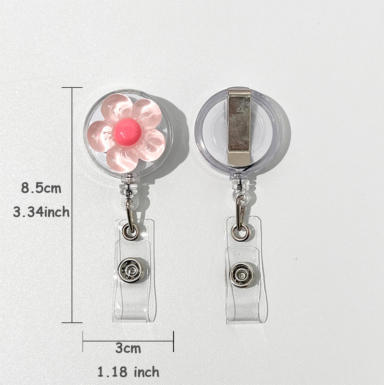 Flower-Themed Retractable Badge Reel with Belt Clip — Durable, Anti-Loss ID Holder for Doctors & Nurses — Self-Retracting Badge Clip
