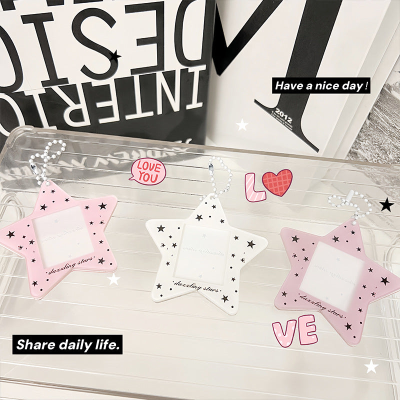 Cute star-shaped 1-inch acrylic card holder for ID photos, idol photo DIY storage pendants, and custom logos.
