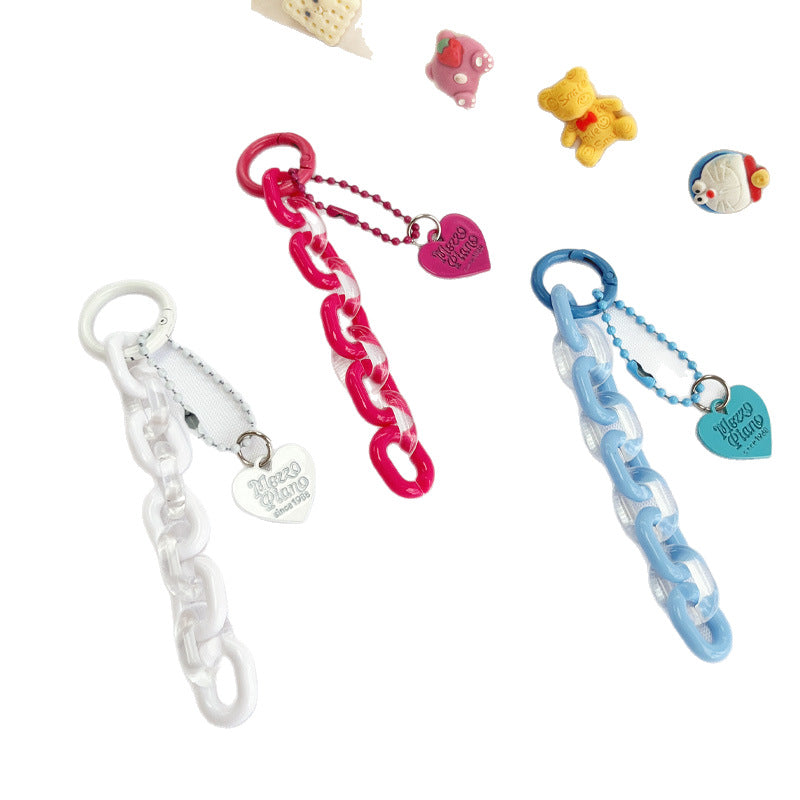 DIY Heart-Shaped Chain Keychain Accessory, Fresh and Colorful Open Chain Earphone Cover Backpack Decoration