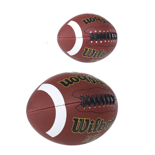 American Football — Non-slip, Wear-Resistant PU Ball for Training and Matches (Brown); Machine-Stitched; Suitable for Children, Teenagers, and Adults
