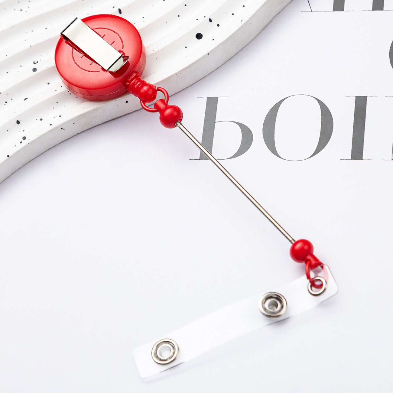 Retractable Badge Reel with Card Holder — DIY Beaded Keychain Accessory, Ideal for Nurses' ID Badges and Credentials