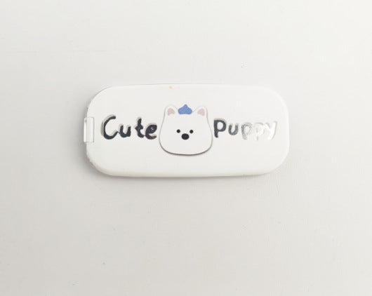 New Foldable Touch-up Mirror & Phone Stand — Cute Cartoon Puppy Design, Adhesive Backing, Dual Horizontal/Vertical Use, Stylish